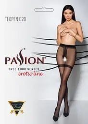 Колготки з відкритим доступом імітація панчох Passion Tiopen 020 black 3/4 (20 den) - мініатюра 5