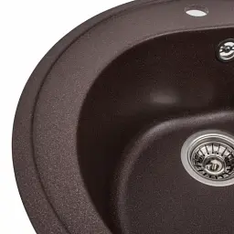 Кухонна мийка Рlatinum Luna 510 гранітна матова з кріпленням D=51 см мокко (000025058) - мініатюра 2