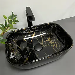 Умивальник VBI Ravenna marble black накладний VBI-011207, Чорний - мініатюра 3