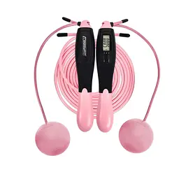Скакалка для схуднення EasyFit TwinRope 2,8 м чорний-рожевий