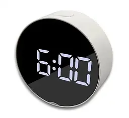 Настільний електронний дзеркальний LED годинник DT-6505 з будильником, календарем та термометром - мініатюра 2