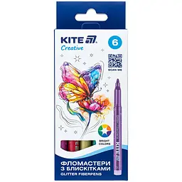 Фломастери з блискітками Kite Creative 6 кольорів (K-1147)