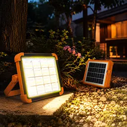 Акумуляторний прожектор PowerBank із сонячною панеллю / Світлодіодний Solar LED ліхтар 2400mAh - мініатюра 2