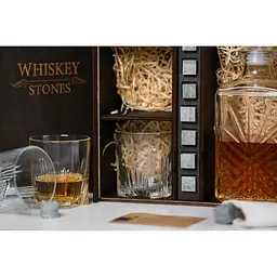 Подарунковий набір Whiskey Stones камені для віскі в дерев'яному пеналі №6 + декантер + 6 склянок Rocco Selecta + щипці + мішечок - мініатюра 8