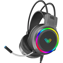Навушники Aula S608 Wired чорний (6948391235509) RGB підсвічування дротове підключення вбудований мікрофон