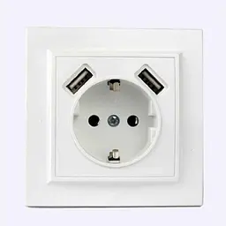 Розетка ELECTROHOUSE Білий USB подвійна + розетка з/з 2A, 16А Enzo EH-5321