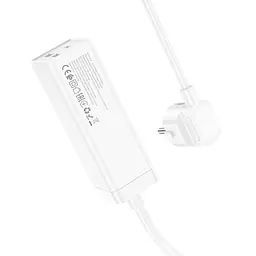 Мережевий зарядний пристрій подовжувач Hoco AC9A 2 USB/Type-C PD QC 30W 1 розетка 1.5m білий - мініатюра 4