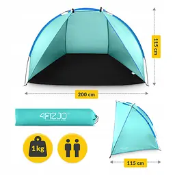 Намет пляжний 4FIZJO 200 x 115 см Sky Blue (P-5905973405188) - мініатюра 6