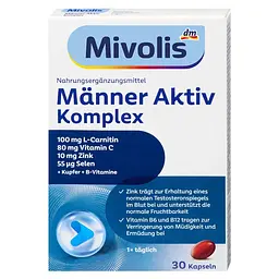 Чоловічий активний вітамінний комплекс Mivolis, капсули, 30 шт, 26 г