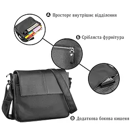 Сумка SHVIGEL 11131 шкіряна чорна - мініатюра 4