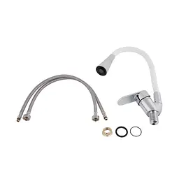 Змішувач для кухні Lidz Tani 008F3 з гнучким виливом (k40) LDTAN008F3WCR37037 White / Chrome - мініатюра 5
