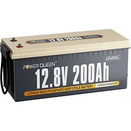 Акумулятор Power Queen LiFePO4 12V (12.8V/200Ah/2560Wh) (P12V200-100-BASIC-8-A160) [158029]