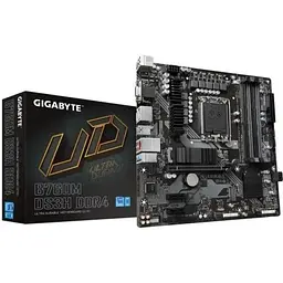 Материнська плата LGA1700, Gigabyte B760M DS3H DDR4, B760, 4xDDR4, Int.Video(CPU), 4xSATA3, 2xM.2, 1xPCI-E 16x 4.0, 2xPCI-E 1x 3. 6xUSB3.2/6xUSB2.0, VGA/HDMI/2xDP, MicroATX