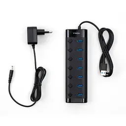 Концентратор Vinga USB3.0 to 7*USB3.0 1m cable with Switch and Power Adapter (VHA3A7B) - мініатюра 3