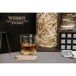 Подарунковий набір Whiskey Stones камені для віскі в дерев'яному пеналі №7 + 2 склянки Bormioli Rocco Selecta + щипці + мішечок - мініатюра 3