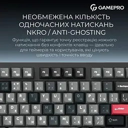 Механічна ігрова клавіатура GamePro MK-305-BK Asgard Drakkar Keychron Super Red Switch Bluetooth 5.2/2.4 ГГц/USB Black - мініатюра 13