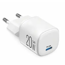 Мережевий зарядний пристрій Brevia ePowerGaN PD20W USB-C білий 44020GCW