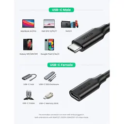 Дата кабель USB-C to USB-C 1.0m USB 3.1Gen2 100W US353 Black Ugreen (10387) - мініатюра 7