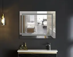 Дзеркало Mixxus WARM MR02-70x50-CASE з LED Touch, Anti-fog, димером, регулюванням яскравості, годинником (MI6669) - мініатюра 5