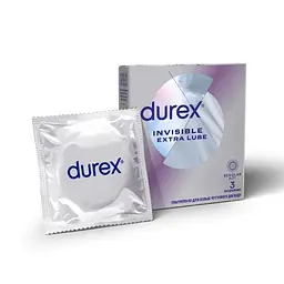 Презервативи найтонші з додатковою змазкою Durex Invisible Extra Lube 3 шт.