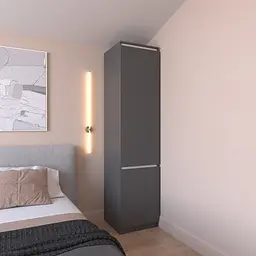 Шафа пенал Vays R-22 Антрацит-Білі планки, з полицями, ЛДСП, 50×50×211 см - для одягу, білизни, зберігання, спальня, передпокій