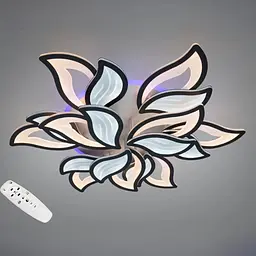 Розкішна стельова LED-люстра для вітальні Diasha 9033/6+3BK LED 3color, чорна, 220 W, 95 см