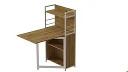 Стіл книжка з етажеркою Практик 1 Ferrum-decor 1200x640x990 Білий метал ДСП Дуб Артізан 16 мм (FRD-104623) - мініатюра 4