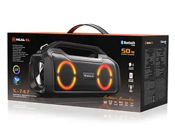 Колонка портативна 2.0 Real-El X-747 Black, 2 x 25 Вт, пластиковий корпус, Bluetooth, MicroSD/USB, IPX5, живлення від акумулятора - мініатюра 5