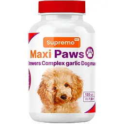 Вітаміни Supremo Maxi Paws для собак великих порід комплекс пивних дріжджів з часником 1 г х 120 таб.