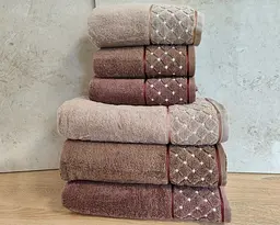 Набір махрових турецьких рушників Zeron 50х90 3 штуки + 70х140 3 штуки Microcotton Baklava Desen - мініатюра 3