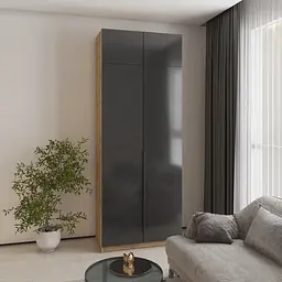 Шафа 2-дверна з антресоллю MebelStar Оскар Gloss BL-B, комплект полиць 100x52x260 см Дуб тахо/Чорний (MBS-5402)