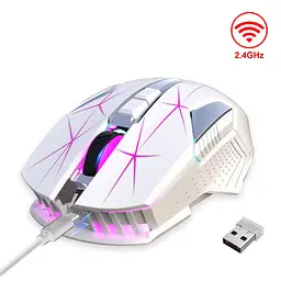 Миша бездротова з акумулятором та підсвіткою HXSJ T300 2,4 GHz White - мініатюра 2