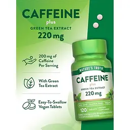 Кофеїн та екстракт зеленого чаю Nature's Truth Caffeine Plus Green Tea Extract 220 мг 120 таблеток (NTH-10059) - мініатюра 4