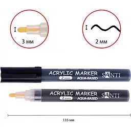 Маркер акриловий Santi SAC-21 чорний 2 мм (391050) - мініатюра 2