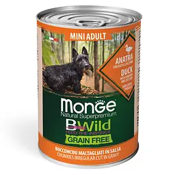 М'ясні шматочки Monge Bwild Dog Mini в соусі з качкою, гарбузом і цукіні для дорослих собак дрібних порід 400 гр