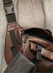 Велика жіноча поясна сумка бананка Sambag DynamicDart коричнева 38 × 21 × 7 см (80411020) - мініатюра 6