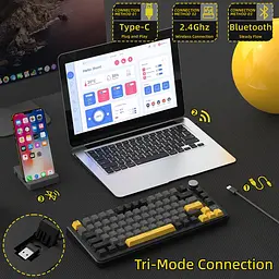 Ігрова механічна бездротова клавіатура Attack Shark X85 Pro / Три режими підключення / Blueberry Switch / Black - мініатюра 4