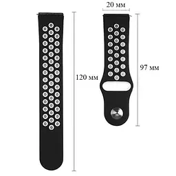 Спортивний ремінець Primo Perfor Sport годинника для Samsung Galaxy Watch 3 41 мм (SM-R850) Black White - мініатюра 3