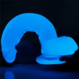 Неоновий фалоімітатор LoveToy Lumino Play 26 см блакитний - мініатюра 4