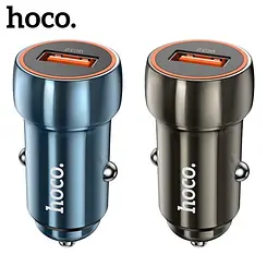 Автомобільне зарядне пристрій HOCO Z46 синій shield 1USB/18W/QC3.0 Metal сірий - мініатюра 3