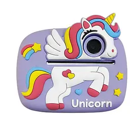 Дитячий фотоапарат миттєвого друку фото Unicorn "Єдиноріг" Інтерактивна іграшка для дітей Фіолетовий