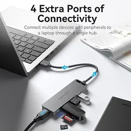 Концентратор Vention USB 3.0 to 4xUSB 3.0 Hub With Power Supply 0.15m black (CHLBB) - мініатюра 8