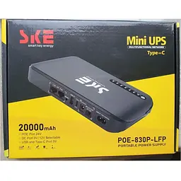 ДБЖ UPS SKE POE-830P-LFP Black 20000mAh 18W 1USB 1Type-C 1*9-12V POE 24V LiFepo4 для роутера - мініатюра 6