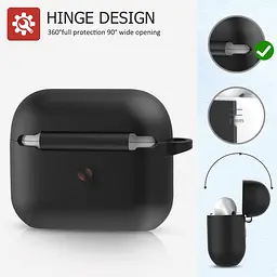 Чохол для навушників Blueo AirPods Pro Silicone Case+Carbine [Black] [45696] - мініатюра 5