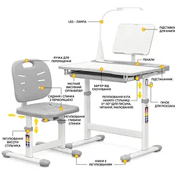 Комплект Evo-kids (стілець+стіл+полиця+лампа) Evo-17 G Ergo (арт. Evo-17 G Ergo)