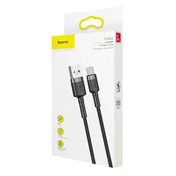 Кабель Baseus cafule Cable USB для Type-C 2A 2m серый + черный - миниатюра 2
