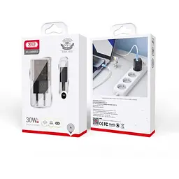 Мережевий зарядний пристрій XO CE05(EU) PD30W+QC3.0 18W fast charger with Type-c cable Коричневий - мініатюра 5