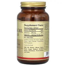 Жир Печінки Тріски (Вітаміни А та D) COD Liver Oil - 250 софтгель Solgar - мініатюра 2