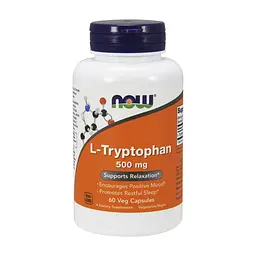 Амінокислота Now Foods L-Триптофан, 500 мг, 60 вегетаріанських капсул (NF0166)