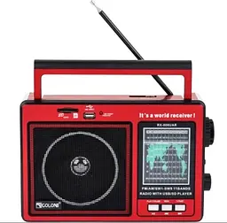 Радіоприймач Golon RX-006UAR радіо MP3 USB MicroSD робота від мережі батарейок Червоний - мініатюра 2